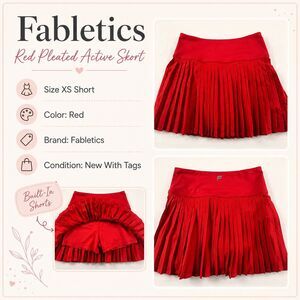 Fabletics Red Pleated Active Skort XS Short NWT Built-In Shorts